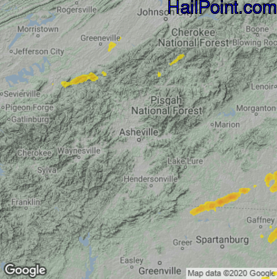 Hail Map for Asheville, NC Region on May 6, 2022