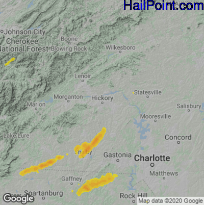 Hail Map for Hickory, NC Region on May 6, 2022