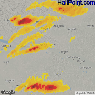 Hail Map for North Platte, NE Region on May 8, 2022