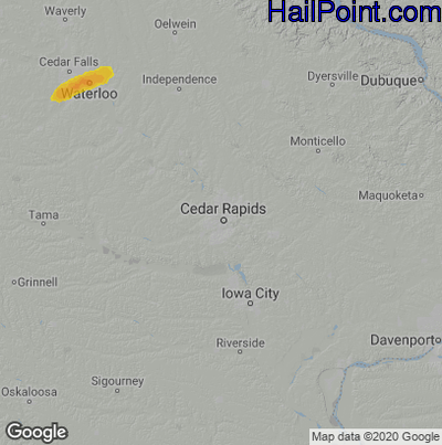 Hail Map for Cedar Rapids, IA Region on May 8, 2022 