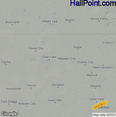 Hail Map for Mason City, IA Region on May 8, 2022