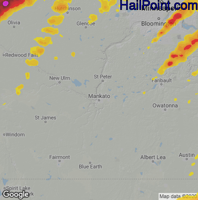 Hail Map for Mankato, MN Region on May 9, 2022 
