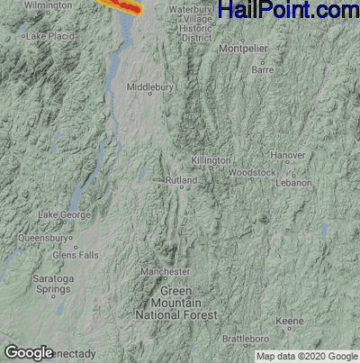 Hail Map for Rutland, VT Region on May 9, 2022 