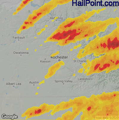 Hail Map for Rochester, MN Region on May 9, 2022 