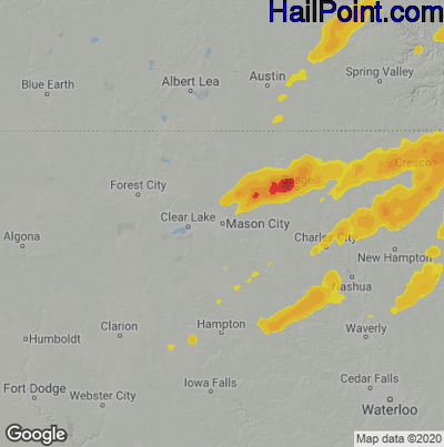 Hail Map for Mason City, IA Region on May 10, 2022