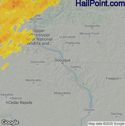 Hail Map for Dubuque, IA Region on May 10, 2022