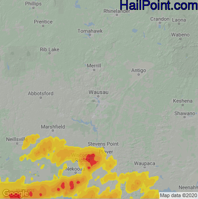Hail Map for Wausau, WI Region on May 10, 2022