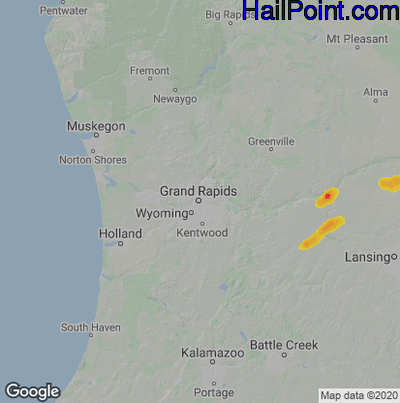 Hail Map for Grand Rapids, MI Region on May 10, 2022 