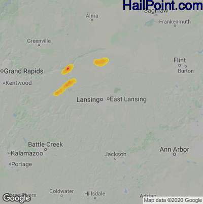 Hail Map for Lansing, MI Region on May 10, 2022