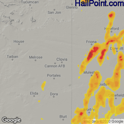 Hail Map for Clovis, NM Region on May 10, 2022 