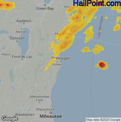Hail Map for Sheboygan, WI Region on May 11, 2022