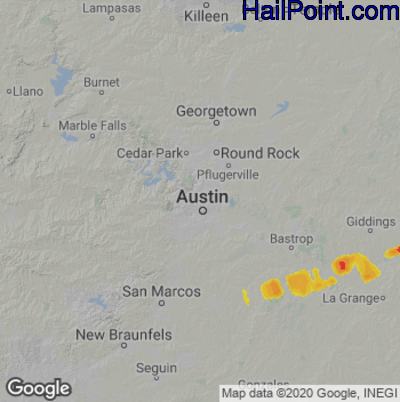 Hail Map for Austin, TX Region on May 11, 2022 