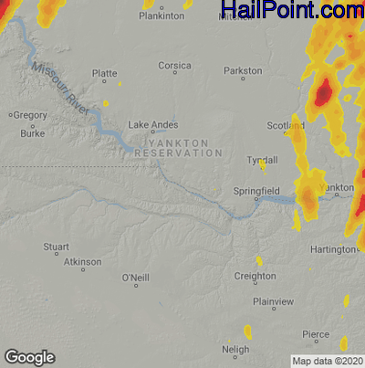 Hail Map for Grand Island, NE Region on May 11, 2022
