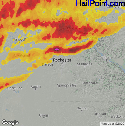 Hail Map for Rochester, MN Region on May 11, 2022 