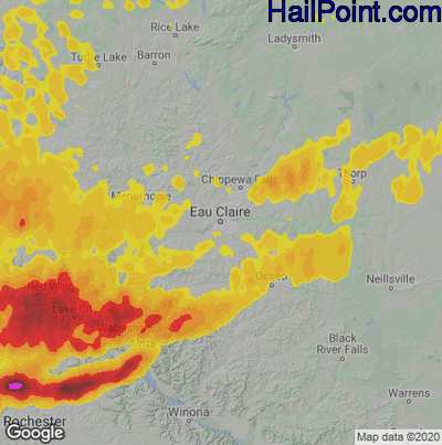 Hail Map for Eau Claire, WI Region on May 11, 2022 