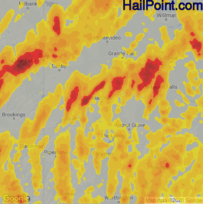 Hail Map for Marshall, MN Region on May 11, 2022