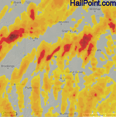 Hail Map for Marshall, SD Region on May 11, 2022
