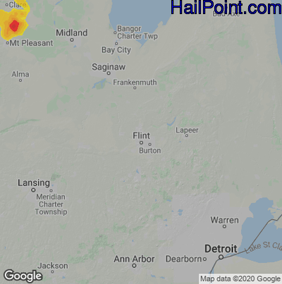 Hail Map for Flint, MI Region on May 11, 2022
