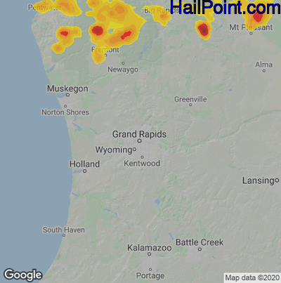 Hail Map for Grand Rapids, MI Region on May 11, 2022
