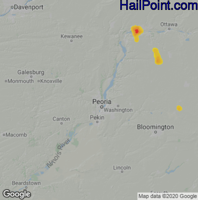 Hail Map for Peoria, IL Region on May 11, 2022
