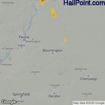 Hail Map for Bloomington, IL Region on May 11, 2022 