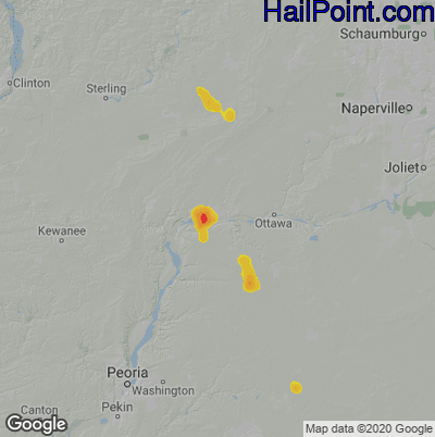 Hail Map for Peru, IL Region on May 11, 2022 