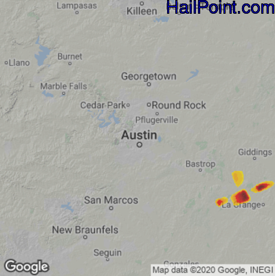 Hail Map for Austin, TX Region on May 12, 2022 