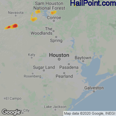 Hail Map for Houston, TX Region on May 12, 2022 