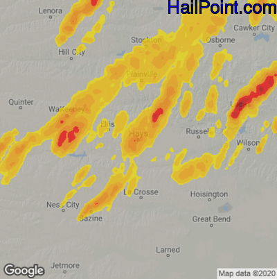 Hail Map for Hays, KS Region on May 12, 2022 