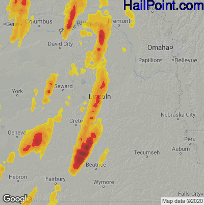 Hail Map for Lincoln, NE Region on May 12, 2022