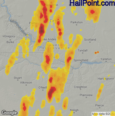 Hail Map for Grand Island, NE Region on May 12, 2022