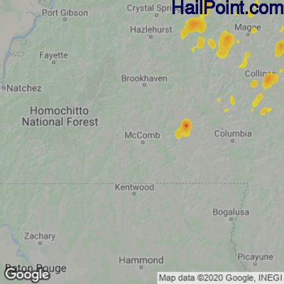 Hail Map for McComb, MS Region on May 12, 2022 