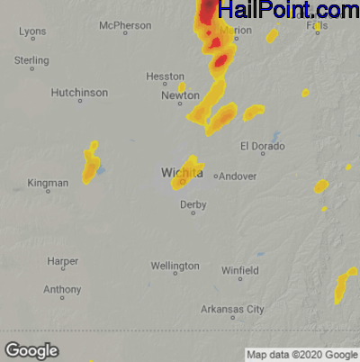 Hail Map for Wichita, KS Region on May 13, 2022 