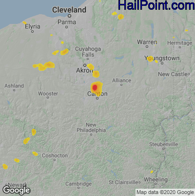 Hail Map for Canton, OH Region on May 13, 2022