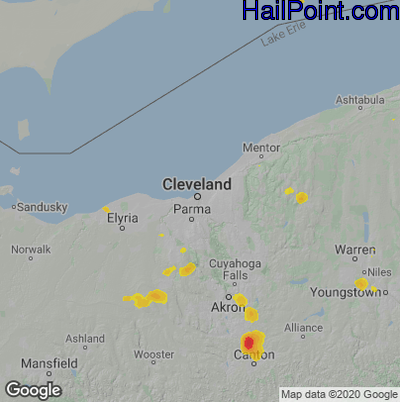 Hail Map for Cleveland, OH Region on May 14, 2022