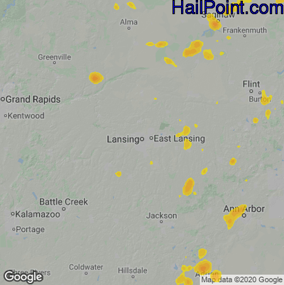 Hail Map for Lansing, MI Region on May 14, 2022
