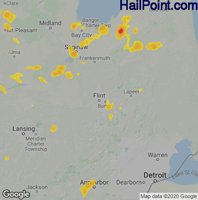 Hail Map for Flint, MI Region on May 14, 2022