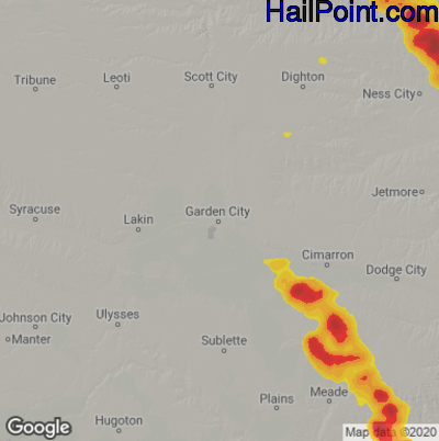 Hail Map for Garden City, KS Region on May 14, 2022 