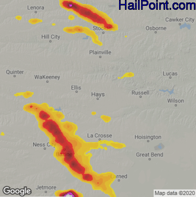 Hail Map for Hays, KS Region on May 14, 2022