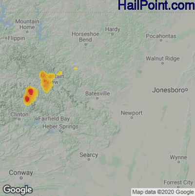 Hail Map for Batestville, AR Region on May 14, 2022