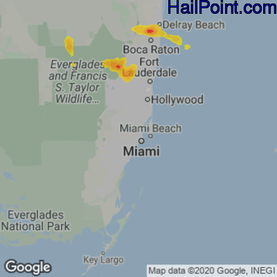 Hail Map for Miami, FL Region on May 14, 2022