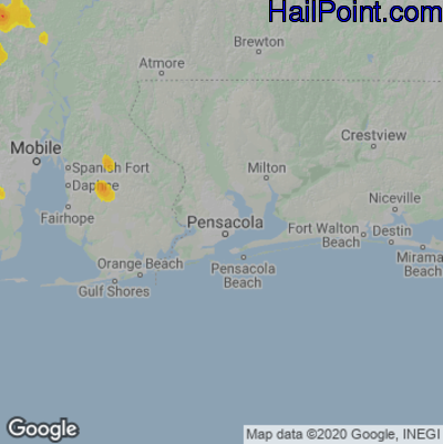 Hail Map for Pensacola, FL Region on May 14, 2022