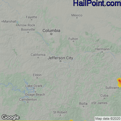 Hail Map for Jefferson City, MO Region on May 14, 2022