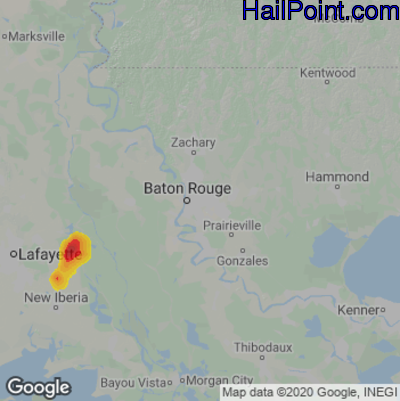 Hail Map for Baton Rouge, LA Region on May 14, 2022