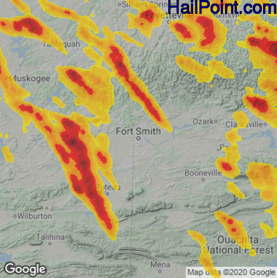 Hail Map for Forth Smith, AR Region on May 15, 2022 