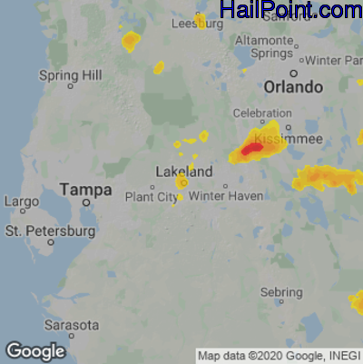 Hail Map for Lakeland, FL Region on May 15, 2022