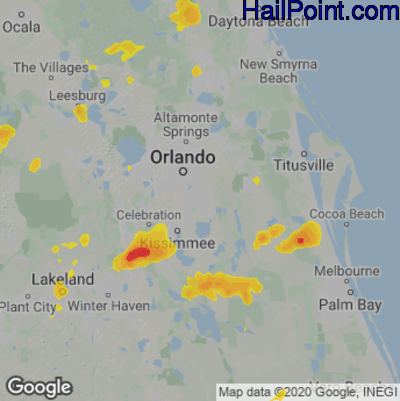 Hail Map for Orlando, FL Region on May 15, 2022