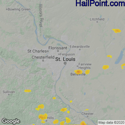 Hail Map for St. Louis, MO Region on May 15, 2022