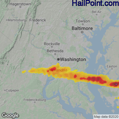 Hail Map for Washington, DC Region on May 16, 2022 
