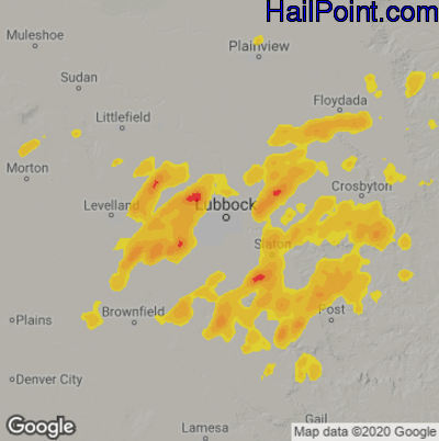 Hail Map for Lubbock, TX Region on May 17, 2022